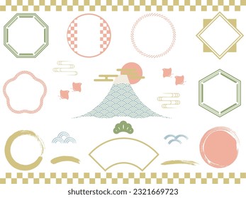 Asian-Inspired Vector Material Set for Titles and Heading Frames