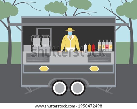 An Asian-style mobile diner. Cafe on wheels. Street food.