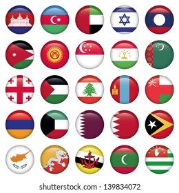 Asiatic Flags Round Buttons