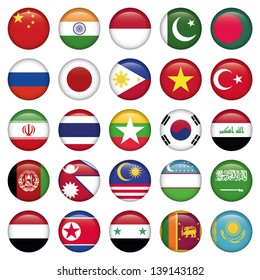 Asiatic Flags Round Icons