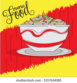 Asiatic food menu with a ramen - Vector illustration