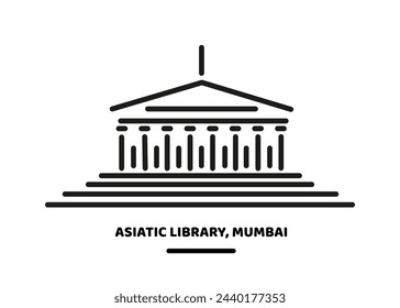 Asiatic Library Mumbai vector line illustration icon.