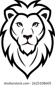 Asiatic lion head line art Vector on white Background