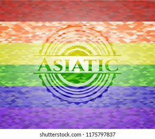 Asiatic on mosaic background with the colors of the LGBT flag