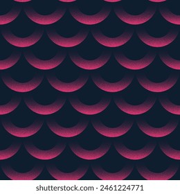 Asiático Escala De Moda Sin Costura Patrón Tendencia Vector Negro Púrpura Fondo Abstractas. Ilustración de arte de semitonos de semicírculos para impresión textil. Abstracción gráfica sin fin Fondo de pantalla elegante con clase