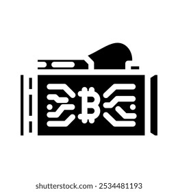 asic miner cryptocurrency mining glyph icon vector. asic miner cryptocurrency mining sign. isolated symbol illustration