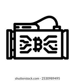 asic miner cryptocurrency mining line icon vector. asic miner cryptocurrency mining sign. isolated contour symbol black illustration