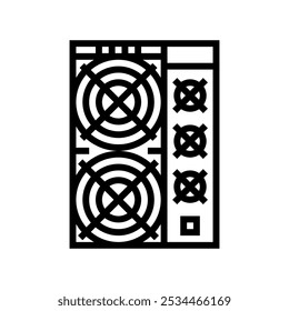asic miner cryptocurrency mining line icon vector. asic miner cryptocurrency mining sign. isolated contour symbol black illustration