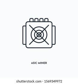 ASIC Miner outline icon. Simple linear element illustration. Isolated line ASIC Miner icon on white background. Thin stroke sign can be used for web, mobile and UI.