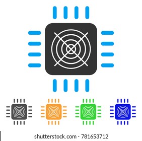 Asic Processor icon. Vector illustration style is a flat iconic asic processor symbol with gray, green, blue, yellow color versions. Designed for web and software interfaces.