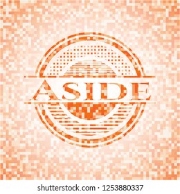 Aside abstract emblem, orange mosaic background
