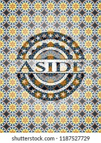 Aside arabic emblem background. Arabesque decoration.