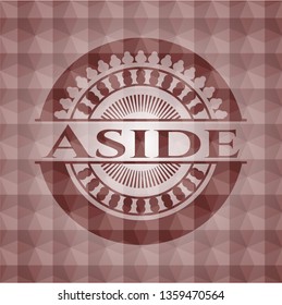 Aside red seamless emblem with geometric pattern.