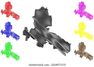 Asientos municipality (Free and Sovereign State of Aguascalientes, Mexico, United Mexican States) map vector illustration, scribble sketch Asientos map