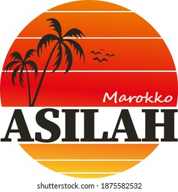 ASILAH MAROKKO palm tree dune logo on a white background