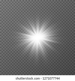 Asimetrical glow light effect. Star burst with sparkles.Sun. Vector illustration. EPS 10.