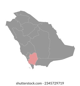 Provincia de Asir, división administrativa del país de Arabia Saudita. Ilustración vectorial.