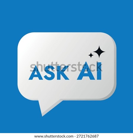 Ask AI banner on a blue background white sticker flat vector on the topic of AI generation