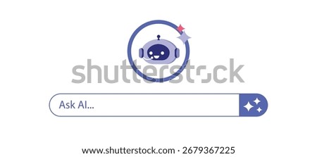 Ask Ai vector illustration. Friendly artificial intelligence robot ready to help.
