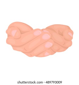 Ask for alms icon in cartoon style isolated on white background. Hand gestures symbol stock vector illustration.