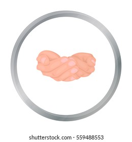 Ask for alms icon in cartoon style isolated on white background. Hand gestures symbol stock vector illustration.