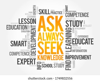 ASK - Always Seek Knowledge word cloud, education business concept background