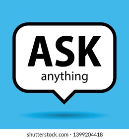 ask anything speech bubble or balloon, blue and white color 