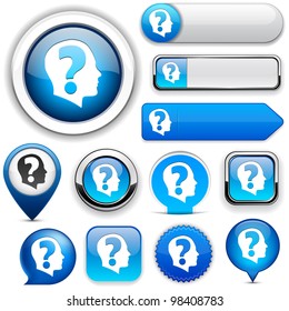 Ask blue design elements for website or app. Vector eps10.