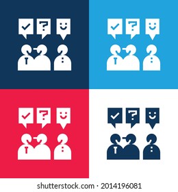 Ask blue and red four color minimal icon set