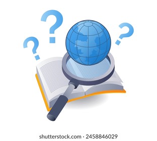 Pídele al libro que entienda el mundo de las infografías de ilustraciones isométricas planas 3D