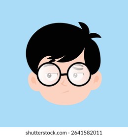 ask, closed eyes, expression boy wearing white glass design