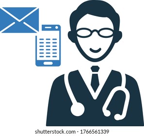 Ask a doctor icon, vector graphics