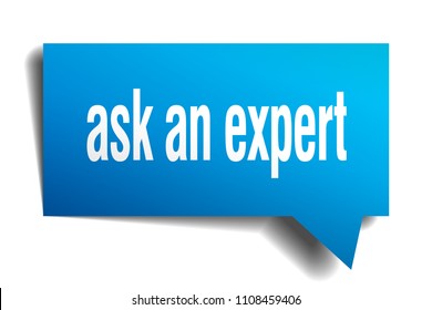 ask an expert blue 3d square isolated speech bubble