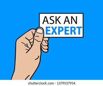ask an expert, hand holding card 