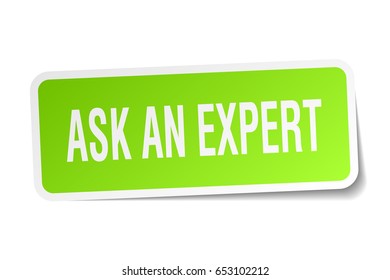 ask an expert square sticker on white