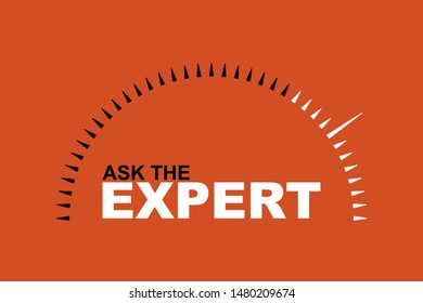 Ask the expert text on orange background for print, poster, card, invitation, party, textile.