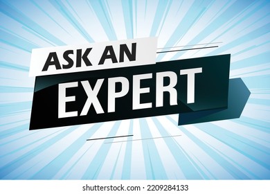 Ask an expert word concept vector illustration with lines 3d style for social media landing page, template, ui, web, mobile app, poster, banner, flyer, background, gift card, coupon, label, wallpaper