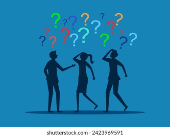 Ask to find a solution. Businessman employee thinking question with question mark 