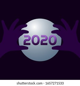Ask the fortune teller for 2020 reading. vector illustration