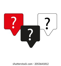 Ask help sign. Black, red, white question mark. Chat con. Communication background. Vector illustration. Stock image. EPS 10.
