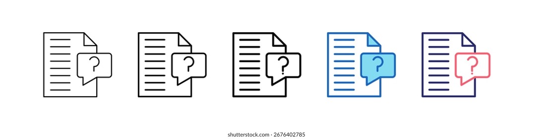 Ask Icon In 5 Different Styles Set Collection.