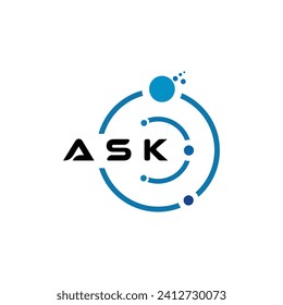 ASK letter technology logo design on white background. ASK creative initials letter IT logo concept. ASK letter design