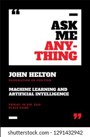 Ask Me Anything. AMA Session. Modern AMA Design Template for Business and Corporate talk for website/ banners/poster/flyer/blog promotions. . Team discussion concept