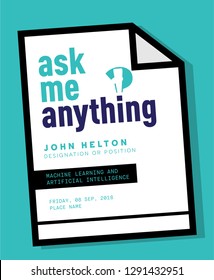 Ask Me Anything. AMA Session. Modern AMA Design Template for Business and Corporate talk for website/ banners/poster/flyer/blog promotions. . Team discussion concept
