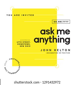 Ask Me Anything. AMA Session. Modern AMA Design Template for Business and Corporate talk for website/ banners/poster/flyer/blog promotions. . Team discussion concept