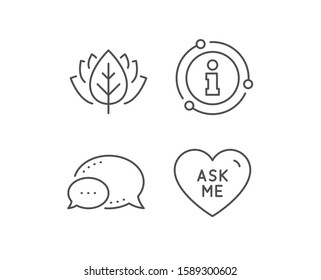 Ask me line icon. Chat bubble, info sign elements. Sweet heart sign. Valentine day love symbol. Linear ask me outline icon. Information bubble. Vector