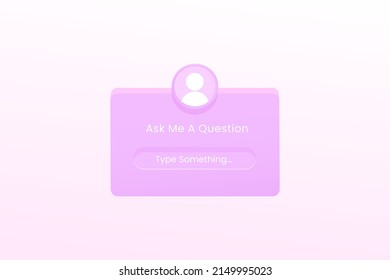 Ask me a question engagement interface in 3d style. sticker question in social media vector stock illustration with podium stage