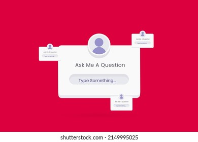 Ask me a question engagement interface in 3d style. sticker question in social media vector stock illustration