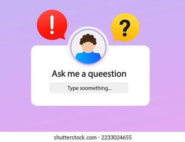 Ask me a question social media message, template icon, question button UI design. Vector illustration