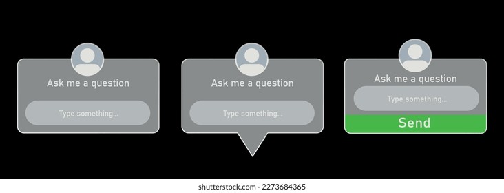 Ask me a question. Sticker frame, story, quiz, template. Vector Illustration. Ask questions, options stories, button, mockup, frame, social media story